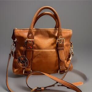 Michael Kors Lea Soft Leather Satchel Bag Brown